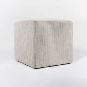 Studio McGee Lynwood Cube Ottoman Beige Stripe